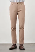 Koyu Bej Pamuklu Yandan Cepli Casual Slim Fit Chino Pantolon 1003245168 thumbnail 1