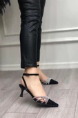 Papuç Sepeti 145 Kadın Taşlı Arkası Açık 6 Cm Topuklu Ayakkabı - 6