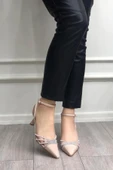 Papuç Sepeti 145 Kadın Taşlı Arkası Açık 6 Cm Topuklu Ayakkabı thumbnail 4