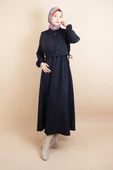 Tesettür Takım Gömlek Süveter Elbise Bukre Takım Lacivert - 1