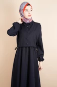 Tesettür Takım Gömlek Süveter Elbise Bukre Takım Lacivert - 3