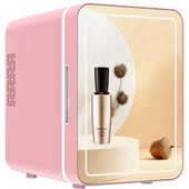 Mioji Mio 212 4L LED Işıklı Kozmetik Makyaj Krem Sıcak ve Soğuk Ayarlı Taşınabilir Fridge Mini Dolap - Pembe - 4