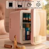 Mioji Mio 212 4L LED Işıklı Kozmetik Makyaj Krem Sıcak ve Soğuk Ayarlı Taşınabilir Fridge Mini Dolap - Pembe - 1