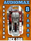 AUDIOMAX MX-108- 8 FARAD -LEDLİ-REMOTELİ POWER KAPASİTÖR--AKÜNÜZÜ VE SET TESİSATINIZI KORUR-AKÜ ÖMRÜ UZAR - 1