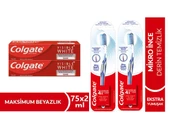 Colgate Visible White Maksimum Beyazlık Diş Macun 75 ml + Mikro Ince Advanced Manuel Diş Fırçası 2+2 - 1