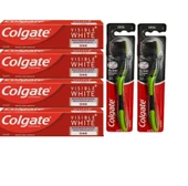 Colgate Visible White Maksimum Beyazlık Diş Macun 75 ml+Colgate Süper Clean Black Orta Diş Fırça 4+2 - 1