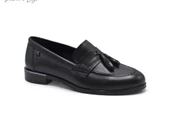 VENÜS 2455202K DÜZ TOPUK PÜSKÜLLÜ DERİ LOAFER KADIN AYAKKABI - 2