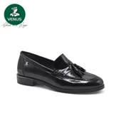 VENÜS 2455202K DÜZ TOPUK PÜSKÜLLÜ DERİ LOAFER KADIN AYAKKABI - 3