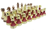 Satranç Taşı Zamak Polyester Krem Bordo Dekoratif Hediyelik - 1