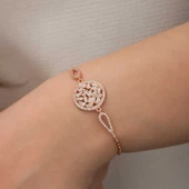925 Ayar Gümüş Rose Baget Taşlı Bileklik - 3