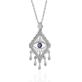 925 Ayar Gümüş Nazarlı Göz Kadın Kolye thumbnail 2