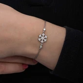 925 Ayar Gümüş Kar Tanesi Kadın Bileklik - 4