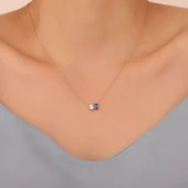 925 Ayar Gümüş Sen Ve Ben Doğum Taşı Kolye - CNS00584 - 3