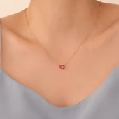 925 Ayar Gümüş Sen Ve Ben Doğum Taşı Kolye - CNS00580 thumbnail 5