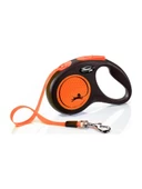 Flexi Neon Reflektörlü 5M Şerit Small Turuncu Otomatik Kedi Köpek Gezdirme Tasması - 1