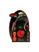 Flexi Neon Reflektörlü 5M Şerit Small Turuncu Otomatik Kedi Köpek Gezdirme Tasması - 2