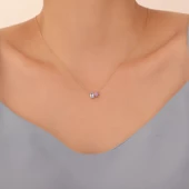 925 Ayar Gümüş Sen Ve Ben Doğum Taşı Kolye - CNS00583 - 5