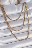 316L Çelik Gold Renk 3'lü Burgu Zincir Model Kadın Kolye - TJ-BKO9346 - 1