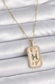 316L Çelik Gold Renk Zincir Balık Burcu Zirkon Taşlı Kadın Kolye - TJ-BKO9463 - 1