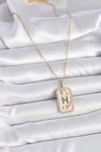 316L Çelik Gold Renk Zincir Balık Burcu Zirkon Taşlı Kadın Kolye - TJ-BKO9463 - 2