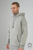 Oversize Kapşonlu Hoodie (Gri) - 3
