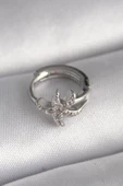 316L Çelik Gümüş Renk Zirkon Taşlı Deniz Yıldızı Model Tragus Piercing - TJ-PR1319 - 1