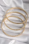 316L Çelik Gold Renk Burma Ajda Model Kadın Bileklik - TJ-BB6483 - 2