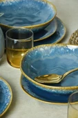 Keramika Shizen Mavi Organik Yemek Takımı 18 Parça 6 Kişilik Q39 - 2