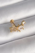 316L Çelik Gümüş Renk Zirkon Taşlı Yıldız Model Tragus Piercing - TJ-PR1338 - 1