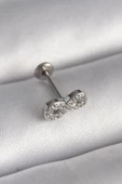 316L Çelik Gümüş Renk Zirkon Taşlı Sonsuzluk Model Tragus Piercing - TJ-PR1345 thumbnail 1