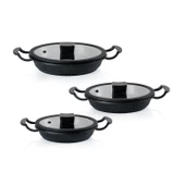 Schafer Hektor 3 lü Döküm Sahan Seti 6 Parça-Siyah - 1