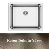 Asil AS 359 40.50 Radus Tezgah Altı Keten Doku 304 Paslanmaz Çelik Eviye - 1