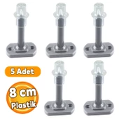 5 Adet Plastik Kapı Pencere Arkası Gri Renk Tampon 8 CM Vidalı Duvar Koruyucu Silikon Stoper thumbnail 1