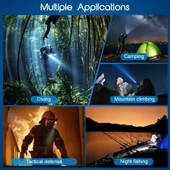 Valkyrie Şarjlı Profesyonel Su Altı Dalış Feneri Yüksek Aydınlatma Su Geçirmez Aluminyum Kasa 2000mAh Kutulu - 10