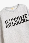 Koton Kız Çocuk Sweatshirt Baskılı Bisiklet Yaka Gömlek Etek Ucu Detaylı Şardonlu - 6
