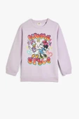 Koton Kız Çocuk Mickey Mouse ve Daisy Duck Sweatshirt Lisanslı Uzun Kollu Bisiklet Yaka Şardonlu - 1