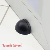 Silikonlu Yarımay Kapı Stoperi (5 ADET) Tamponu Vidalı Metal Kapı Stopu Durdurucu Tutucu Mat Siyah - 3