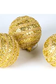 Simli Yılbaşı Topu 3lü Paket Dore 8x8cm thumbnail 4