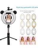 Halka Dolgulu Işık Uzaktan Kumandalı Youtube Tiktok  Vlog Makyaj Canlı Telefonu Tutucu Selfie Çubuğu - 5