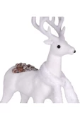 Yılbaşı Süsü Beyaz Atkılı Geyik Beyaz 20x9x32 cm thumbnail 3