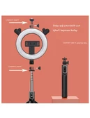 Halka Dolgulu Işık Uzaktan Kumandalı Youtube Tiktok  Vlog Makyaj Canlı Telefonu Tutucu Selfie Çubuğu - 3