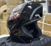 VRT MB808 Full Face Çene Açılır Güneş Vizörlü Motosiklet Kaskı M Beden Siyah - 1