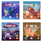 Çikolata Yayınları Ara Bul Fenerli Kitap Monmon-Bonbon-Tonton-Ponpon Set-Meltem Erinçmen KTP - 1