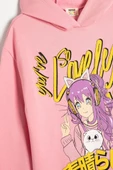 Koton Kız Çocuk Oversize Kapşonlu Sweatshirt Anime Baskılı Uzun Kollu - 3