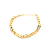 Çelik Bileklik Altın kaplama Kadın Zirkon Taşlı Figaro Model BLK-1056 - 2