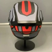 KC 902 Full Face Çene Açılır Güneş Vizörlü Motosiklet Kaskı L Beden Siyah Kırmızı Gri thumbnail 7