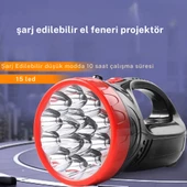 Gold Kama Uzun Mesafeli 15 Ledli Şarjlı El Feneri GK7775 - Kamp, Avcı, Balıkçı Feneri, Çadır Lambası - 1