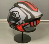 KC 902 Full Face Çene Açılır Güneş Vizörlü Motosiklet Kaskı L Beden Siyah Kırmızı Gri thumbnail 8