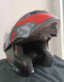 KC 902 Full Face Çene Açılır Güneş Vizörlü Motosiklet Kaskı L Beden Siyah Kırmızı Gri thumbnail 2