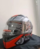 KC 902 Full Face Çene Açılır Güneş Vizörlü Motosiklet Kaskı L Beden Siyah Kırmızı Gri thumbnail 5